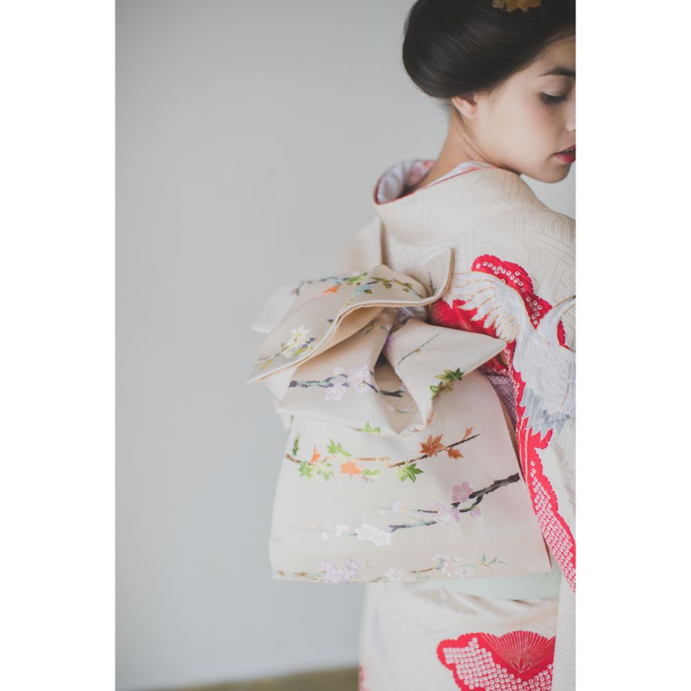 白地疋田古典鶴 【結婚式 和装 引き振袖 レンタル】