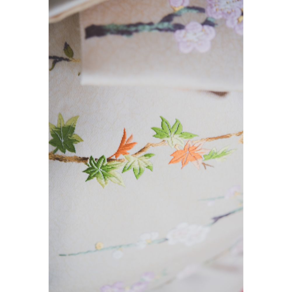 白地疋田古典鶴 【結婚式 和装 引き振袖 レンタル】