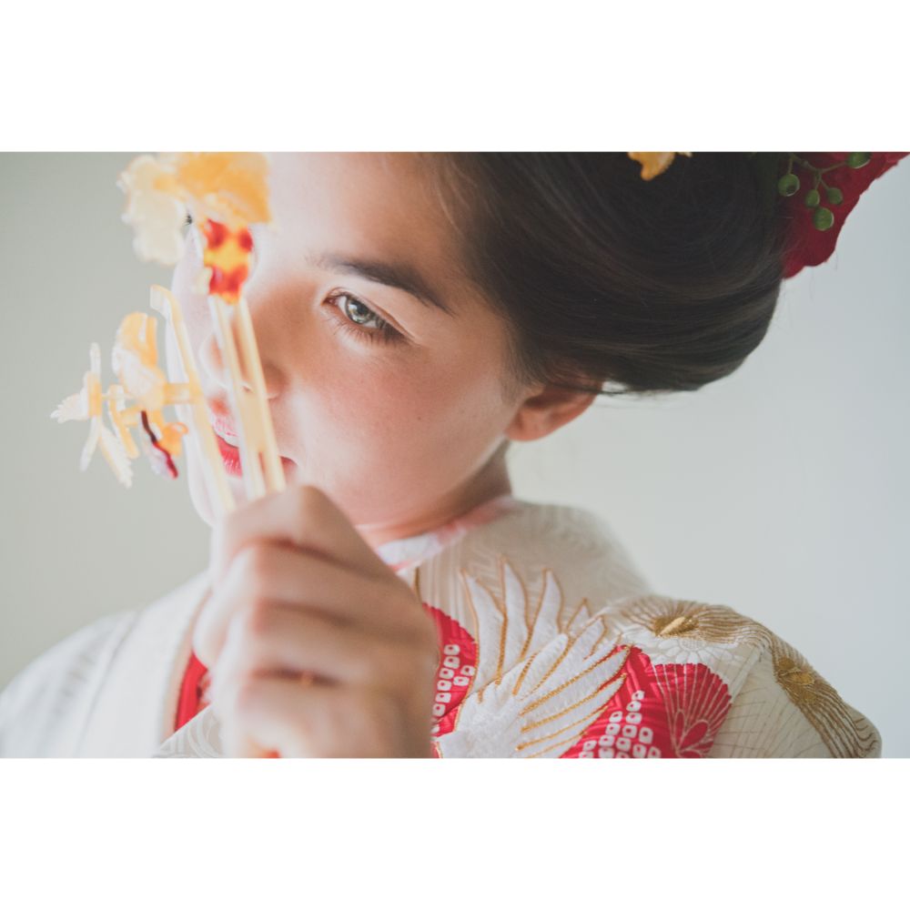 白地疋田古典鶴 【結婚式 和装 引き振袖 レンタル】