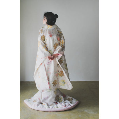 白地七宝花丸紋 【結婚式 和装 色打掛 レンタル】