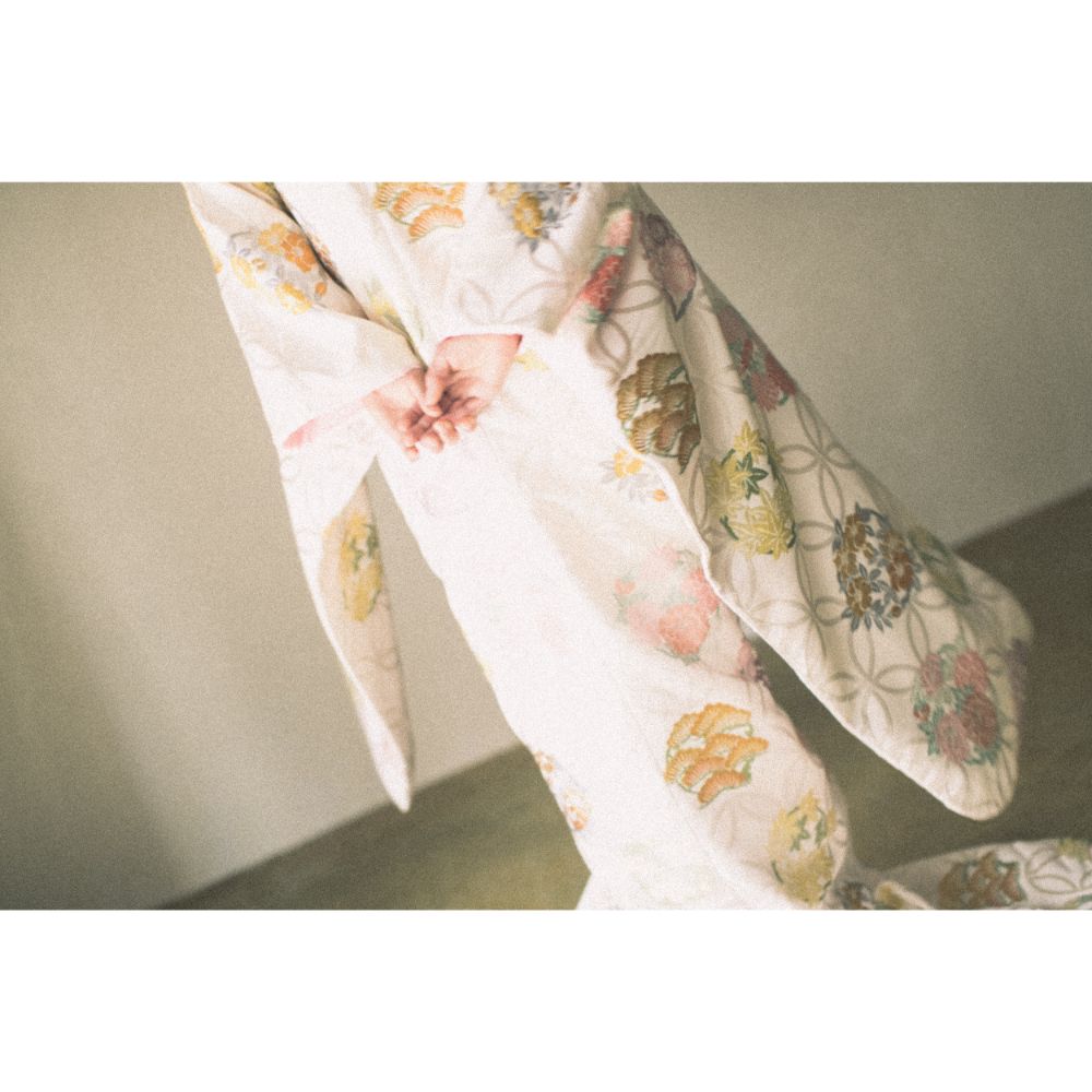白地七宝花丸紋 【結婚式 和装 色打掛 レンタル】