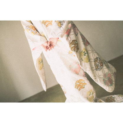 白地七宝花丸紋 【結婚式 和装 色打掛 レンタル】