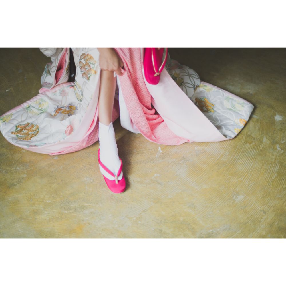 白地七宝花丸紋 【結婚式 和装 色打掛 レンタル】