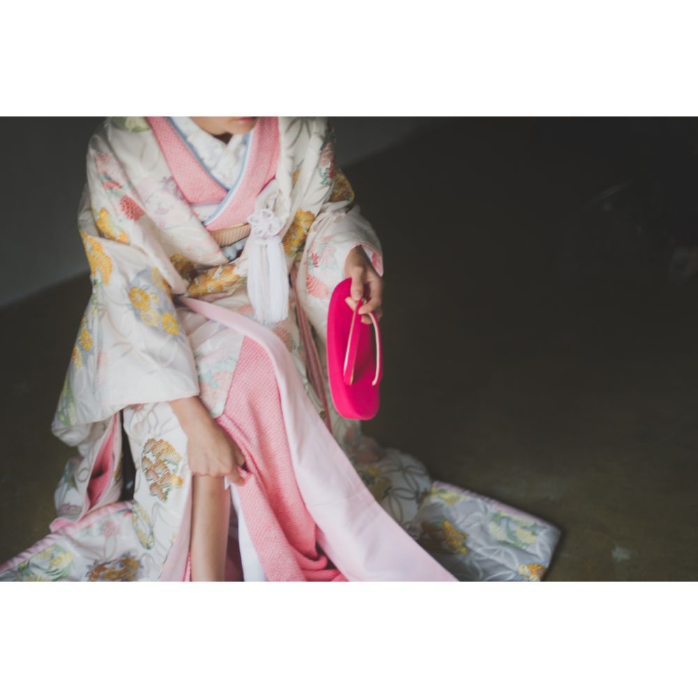 白地七宝花丸紋 【結婚式 和装 色打掛 レンタル】