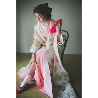 白地七宝花丸紋 【結婚式 和装 色打掛 レンタル】