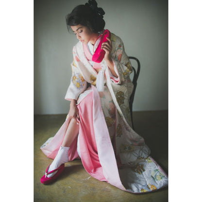 白地七宝花丸紋 【結婚式 和装 色打掛 レンタル】