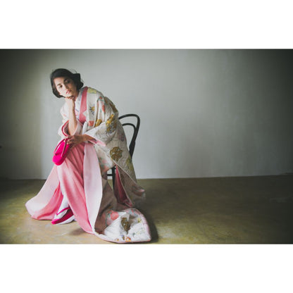 白地七宝花丸紋 【結婚式 和装 色打掛 レンタル】