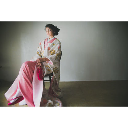 白地七宝花丸紋 【結婚式 和装 色打掛 レンタル】