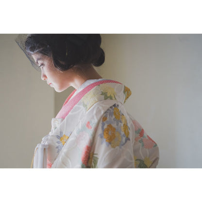白地七宝花丸紋 【結婚式 和装 色打掛 レンタル】