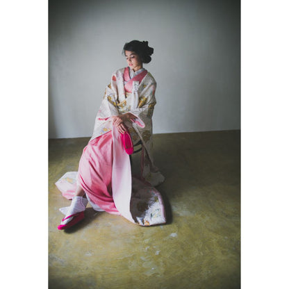 白地七宝花丸紋 【結婚式 和装 色打掛 レンタル】