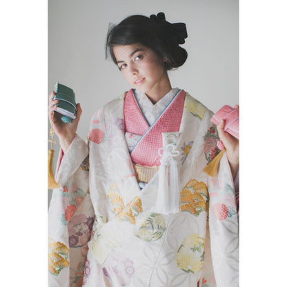 白地七宝花丸紋 【結婚式 和装 色打掛 レンタル】