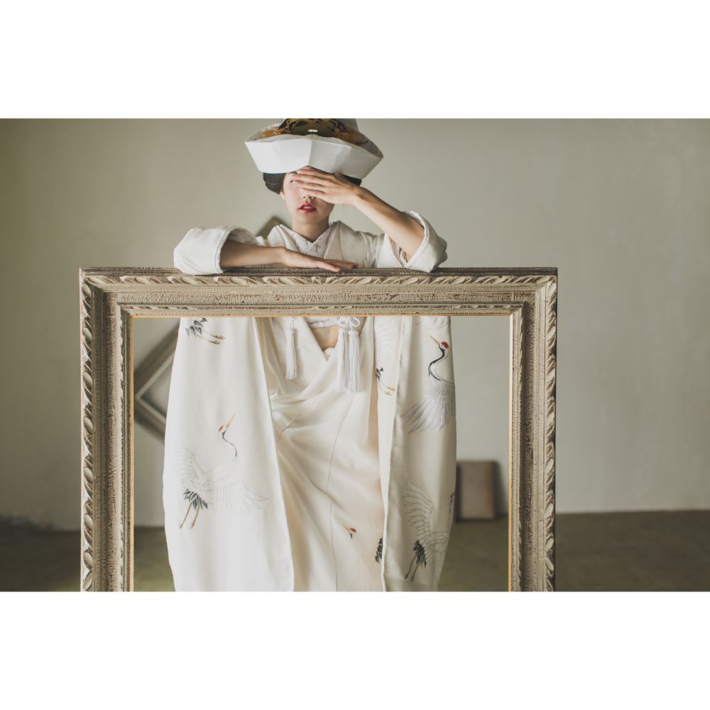 友禅千寿飛翔鶴 【結婚式 和装 白無垢 レンタル】