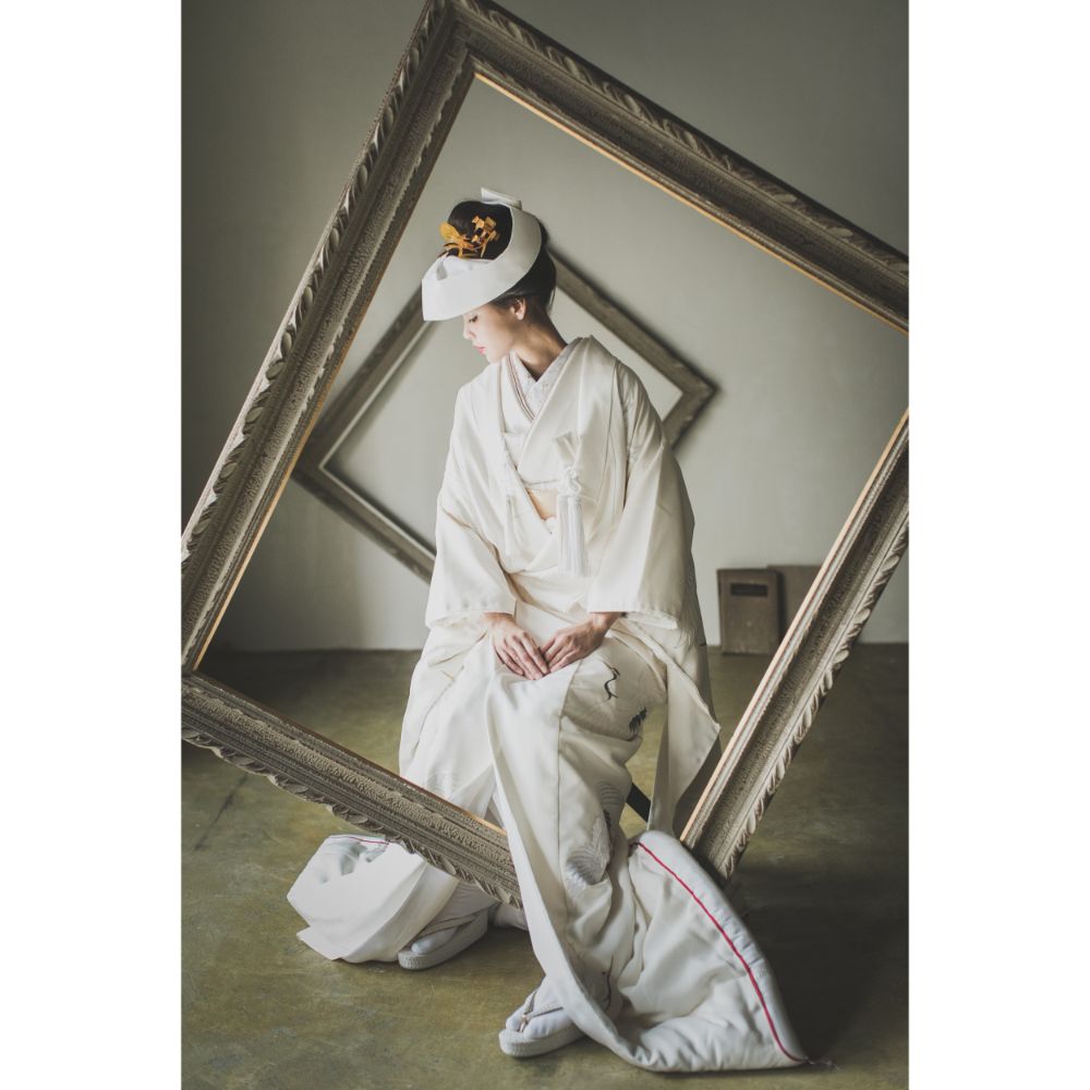 友禅千寿飛翔鶴 【結婚式 和装 白無垢 レンタル】