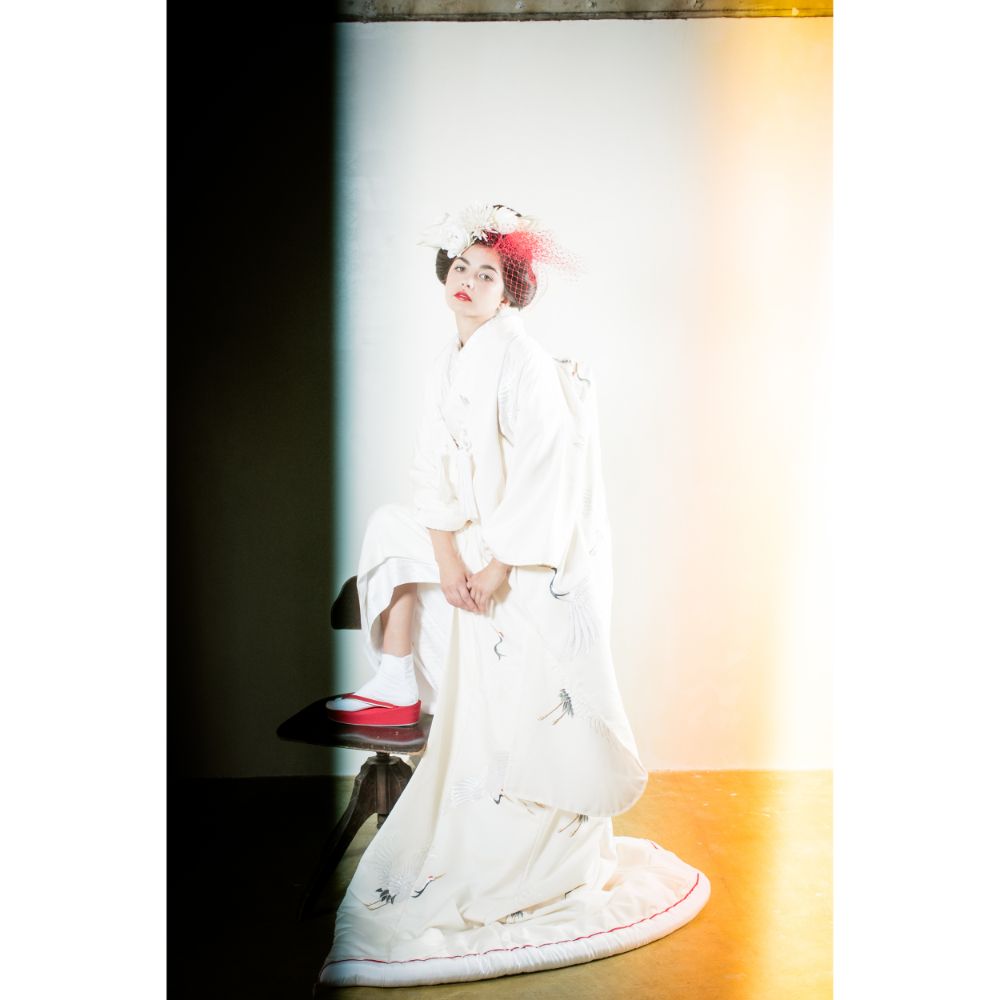 友禅千寿飛翔鶴 【結婚式 和装 白無垢 レンタル】