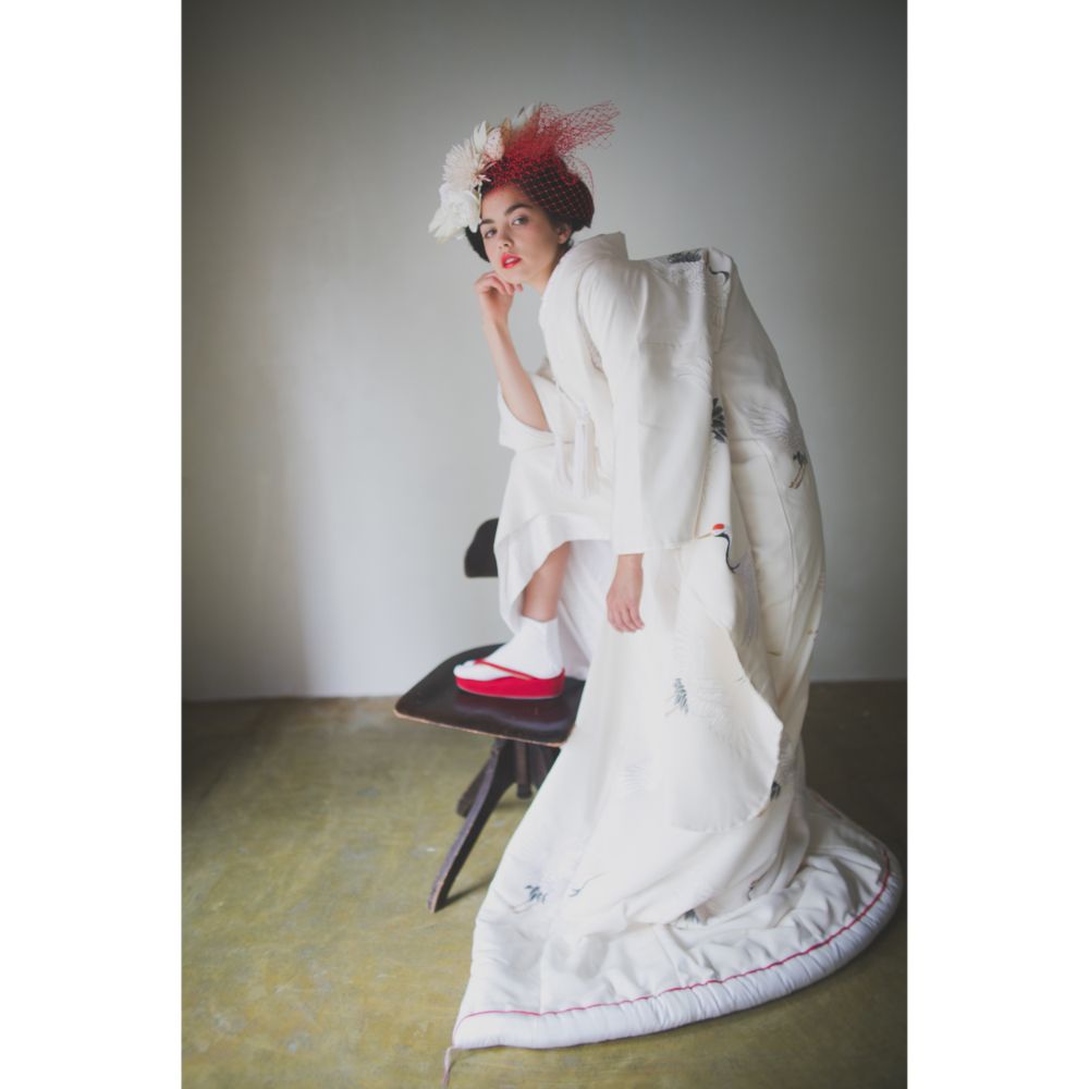 友禅千寿飛翔鶴 【結婚式 和装 白無垢 レンタル】