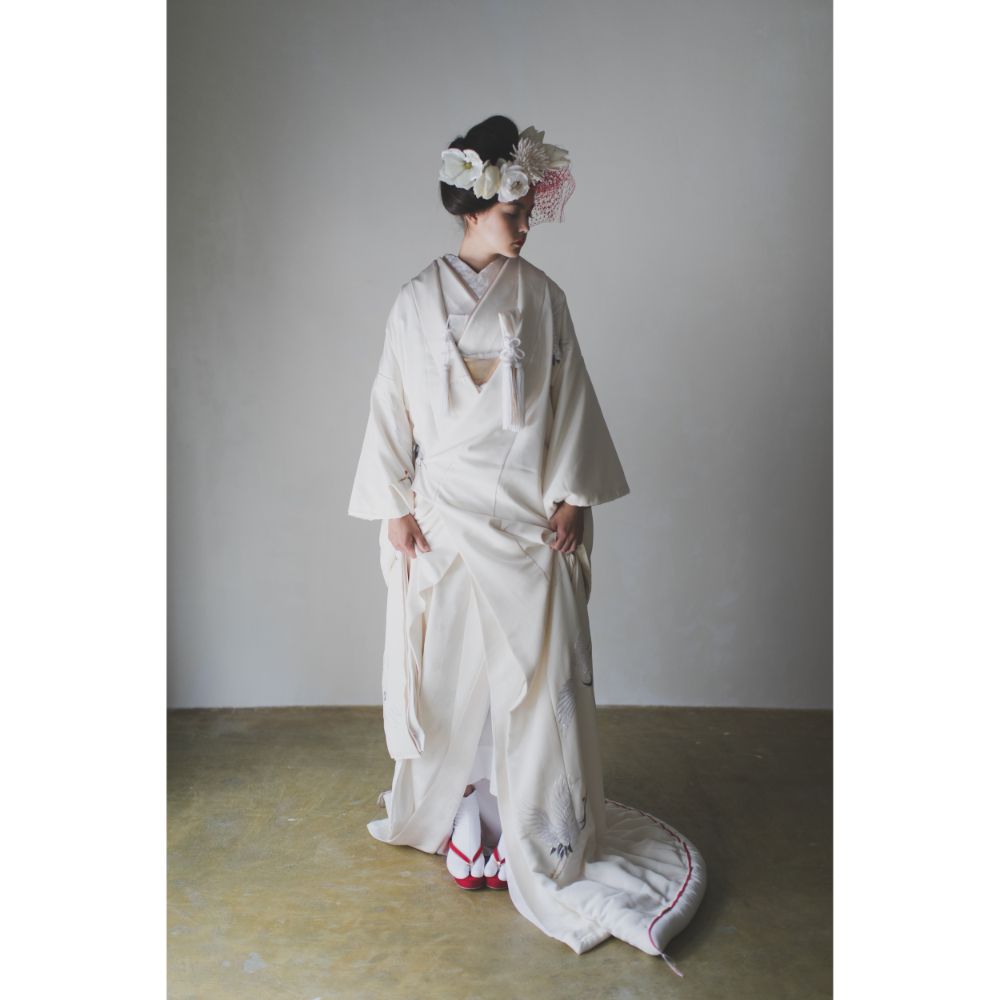 友禅千寿飛翔鶴 【結婚式 和装 白無垢 レンタル】