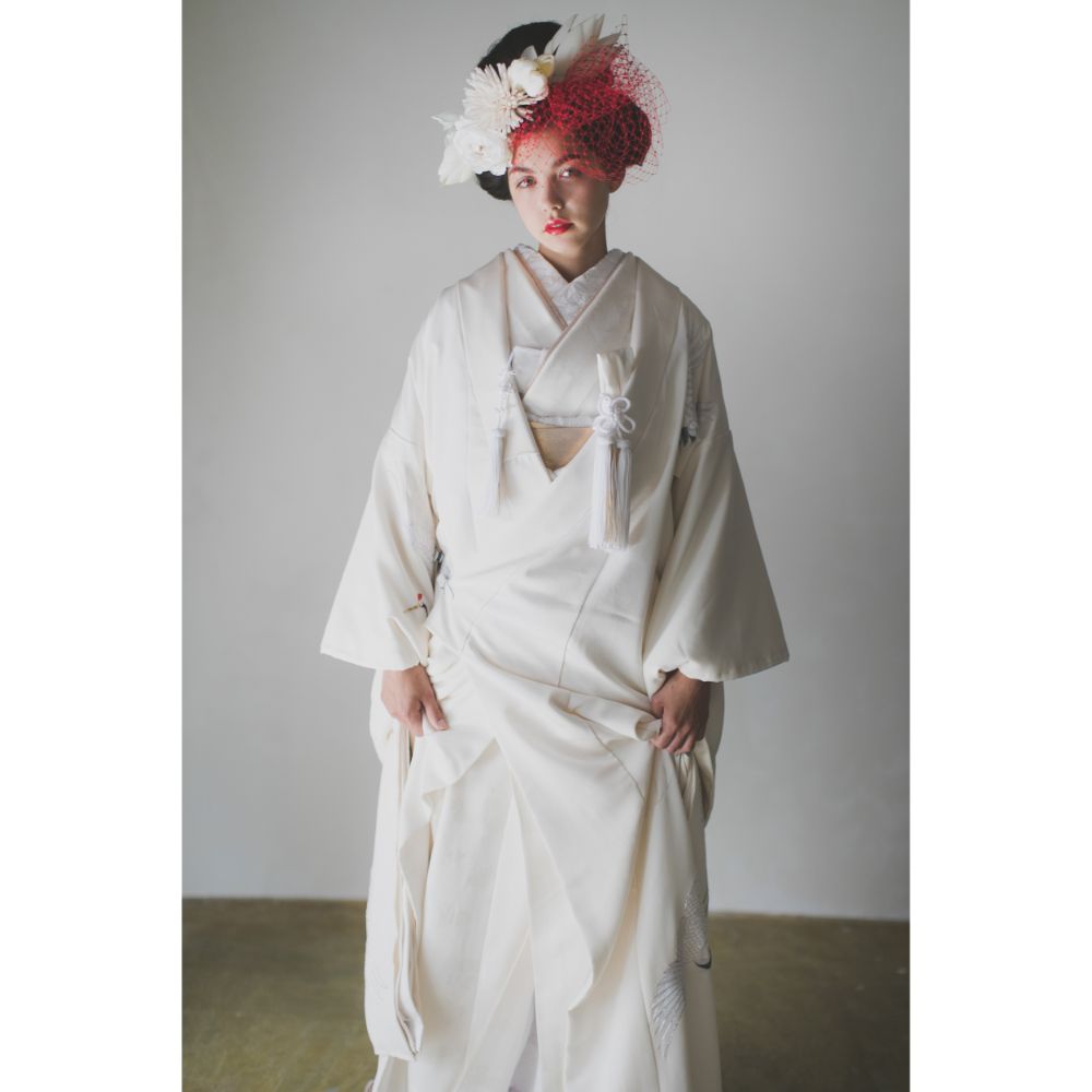 友禅千寿飛翔鶴 【結婚式 和装 白無垢 レンタル】