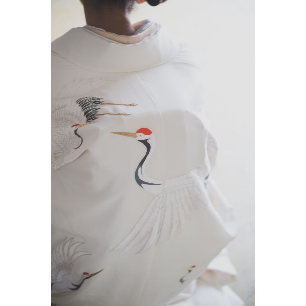 友禅千寿飛翔鶴 【結婚式 和装 白無垢 レンタル】