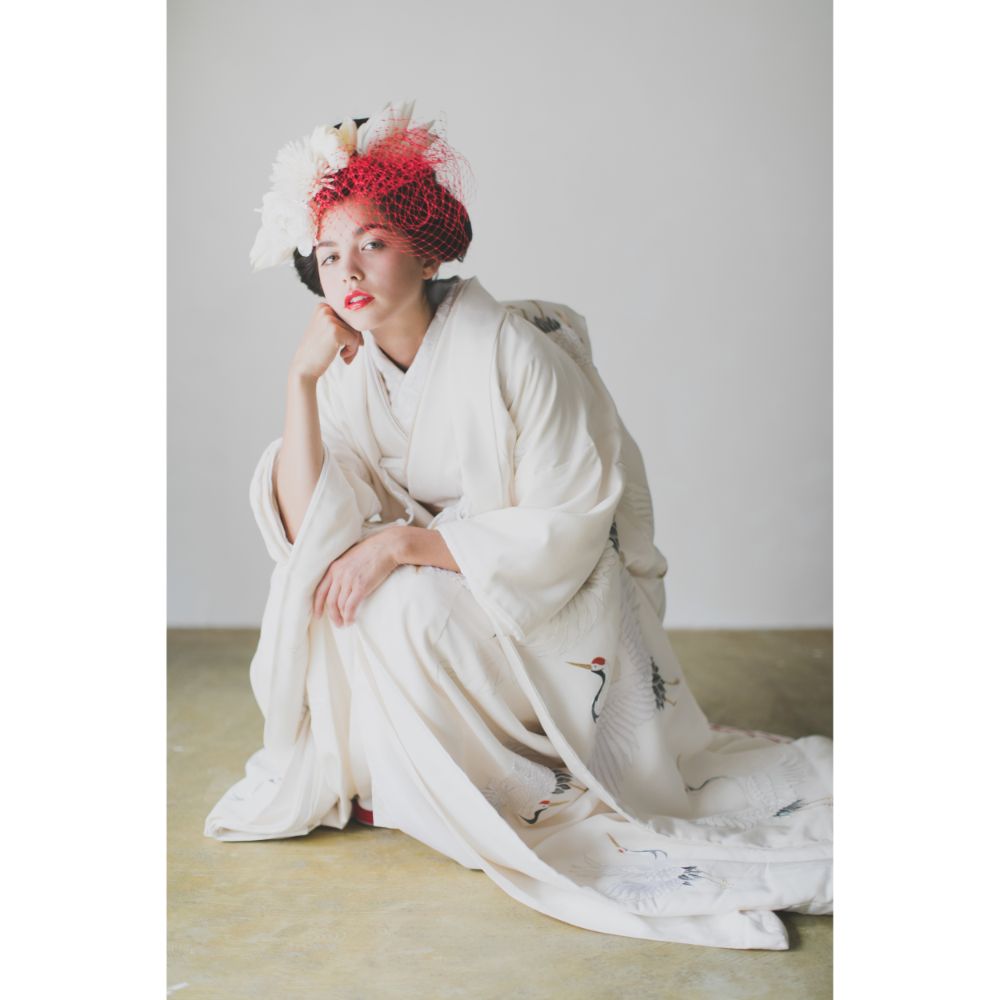 友禅千寿飛翔鶴 【結婚式 和装 白無垢 レンタル】