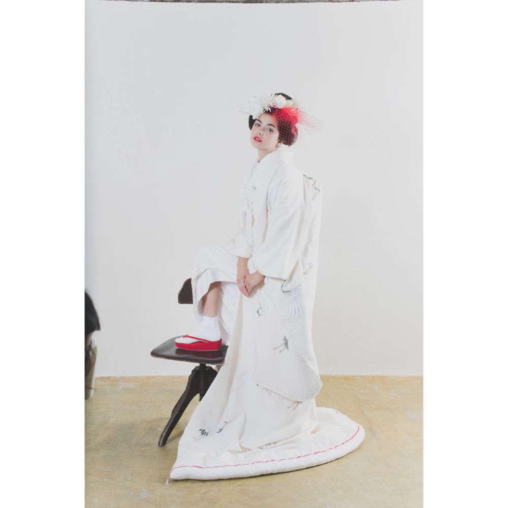 友禅千寿飛翔鶴 【結婚式 和装 白無垢 レンタル】