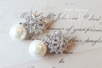 【イヤリング】ジルコニアイヤリング ~ブライダルイヤリング~ ≪ZE-22≫ 【結婚式 ピアス イヤリング】