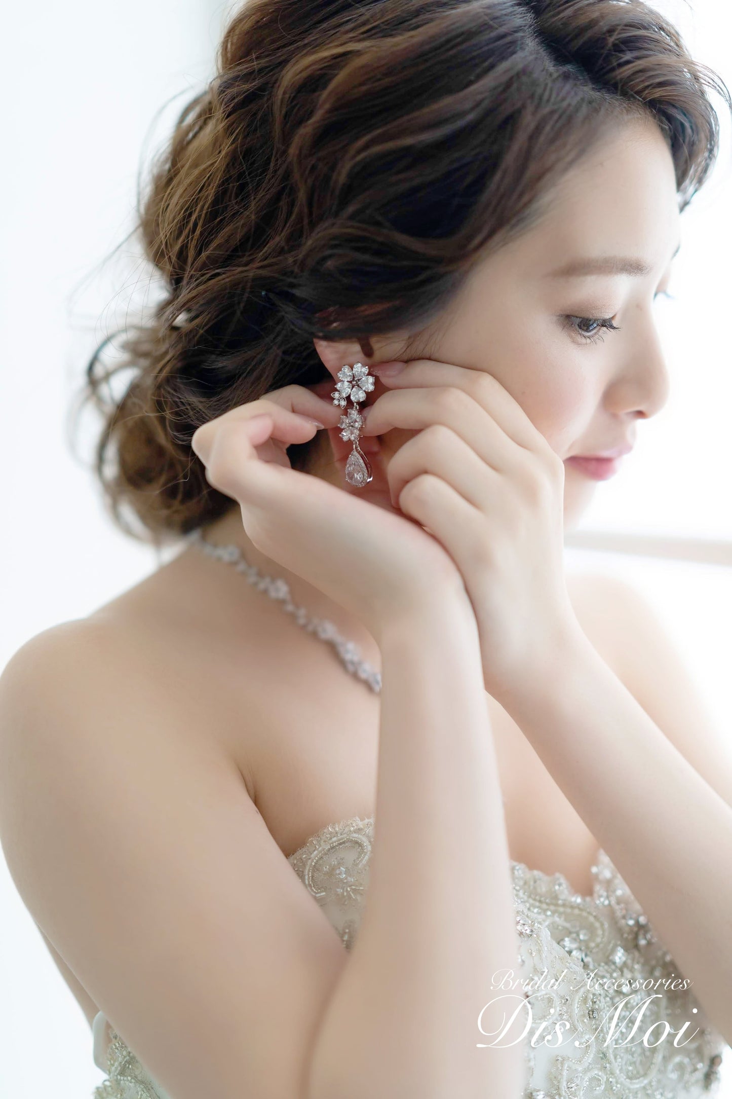 ジルコニアネックレス×ピアス/イヤリングセット ~ブライダルネックレス~ ≪ZNP-06/ZNE-06≫【結婚式 アクセサリーセット】