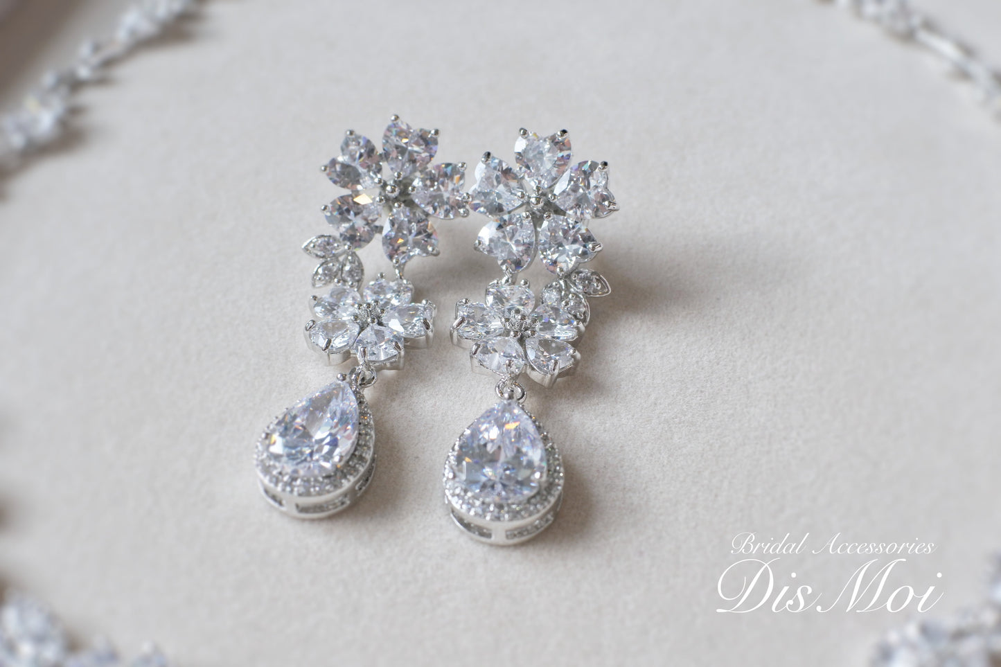 ジルコニアネックレス×ピアス/イヤリングセット ~ブライダルネックレス~ ≪ZNP-06/ZNE-06≫【結婚式 アクセサリーセット】