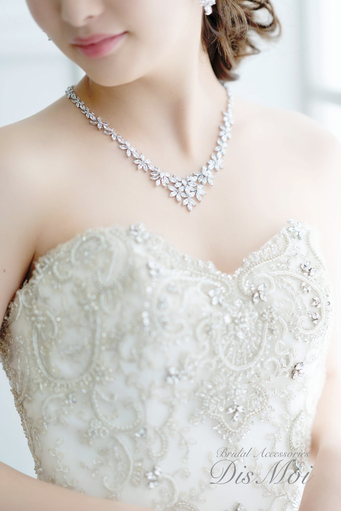 ジルコニアネックレス×ピアス/イヤリングセット ~ブライダルネックレス~ ≪ZNP-07/ZNE-07≫【結婚式 アクセサリーセット】