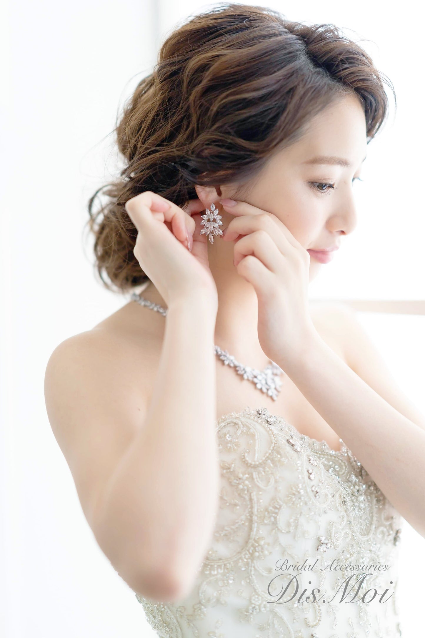 ジルコニアネックレス×ピアス/イヤリングセット ~ブライダルネックレス~ ≪ZNP-07/ZNE-07≫【結婚式 アクセサリーセット】