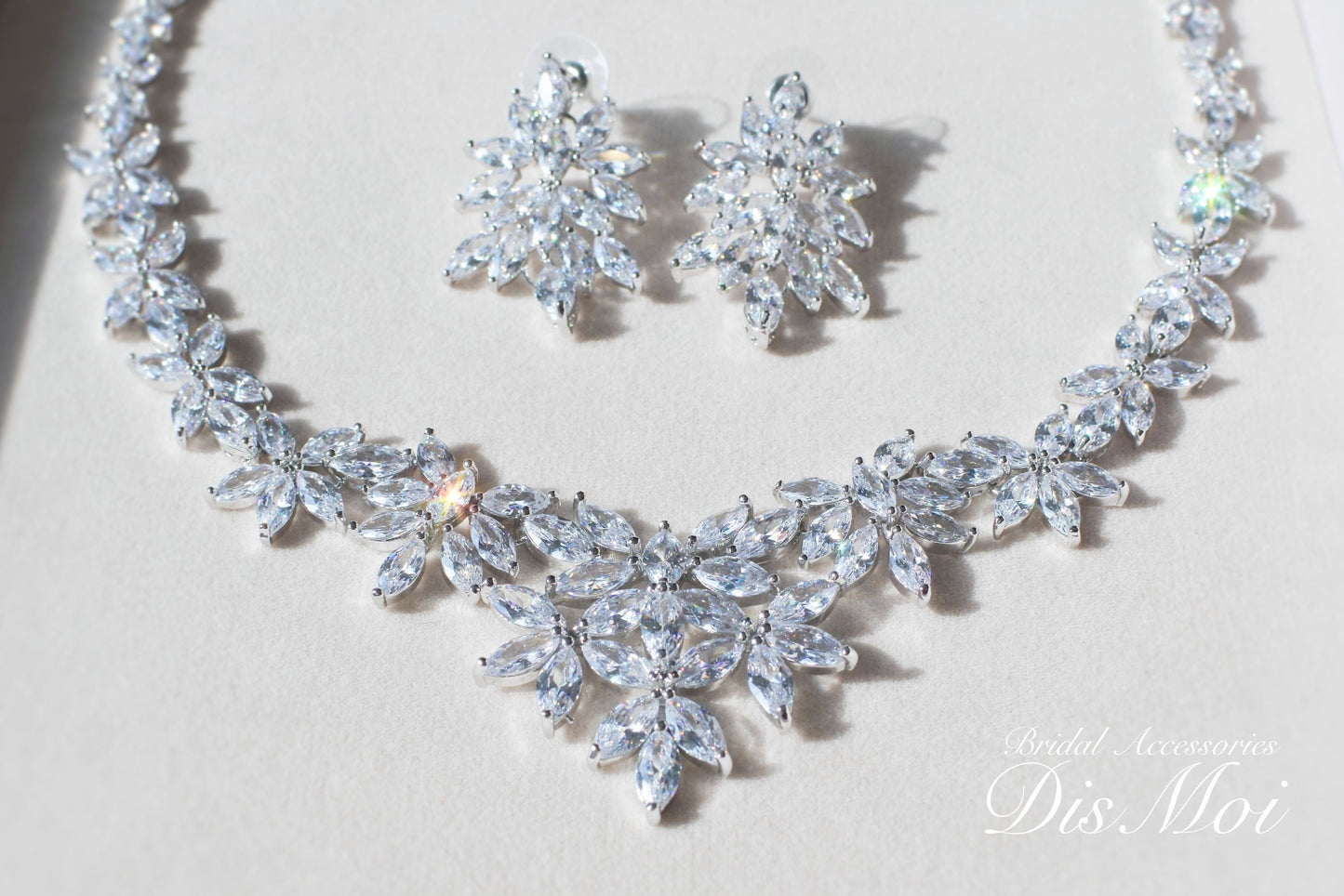 ジルコニアネックレス×ピアス/イヤリングセット ~ブライダルネックレス~ ≪ZNP-07/ZNE-07≫【結婚式 アクセサリーセット】