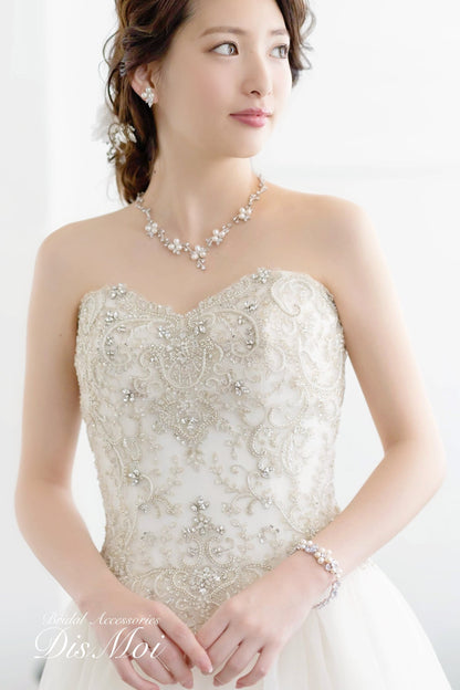 ジルコニアネックレス×ピアスセット ~ブライダルネックレス~ ≪ZNP-10≫ 【結婚式 アクセサリーセット】