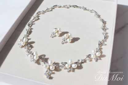 ジルコニアネックレス×ピアスセット ~ブライダルネックレス~ ≪ZNP-10≫ 【結婚式 アクセサリーセット】