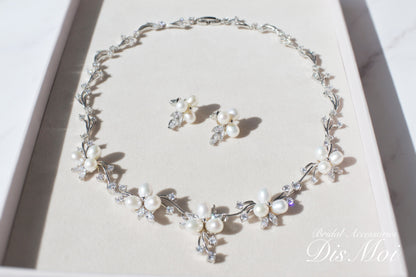 ジルコニアネックレス×ピアスセット ~ブライダルネックレス~ ≪ZNP-10≫ 【結婚式 アクセサリーセット】