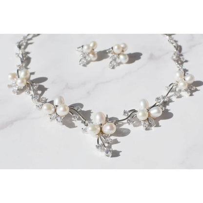 ジルコニアネックレス×ピアスセット ~ブライダルネックレス~ ≪ZNP-10≫ 【結婚式 アクセサリーセット】