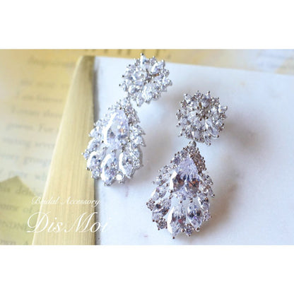 【ピアス・イヤリング】ジルコニアピアス/イヤリング ~ブライダルピアス/ブライダルイヤリング~ ≪ZP-04/ZE-04≫ 【結婚式　ピアス　イヤリング】