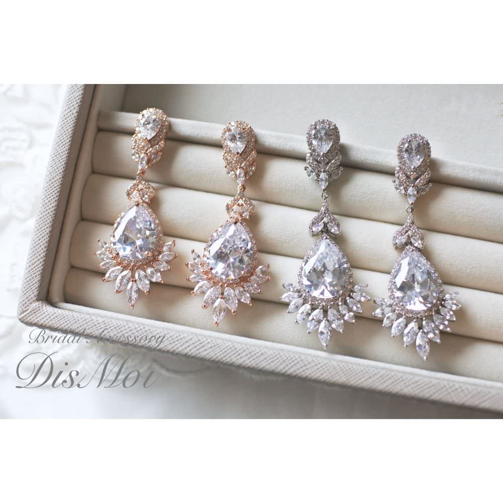 【ピアス・イヤリング】ジルコニアピアス/イヤリング ~ブライダルピアス/ブライダルイヤリング~ ≪ZP-12/ZE-12≫ 【結婚式　ピアス　イヤリング】