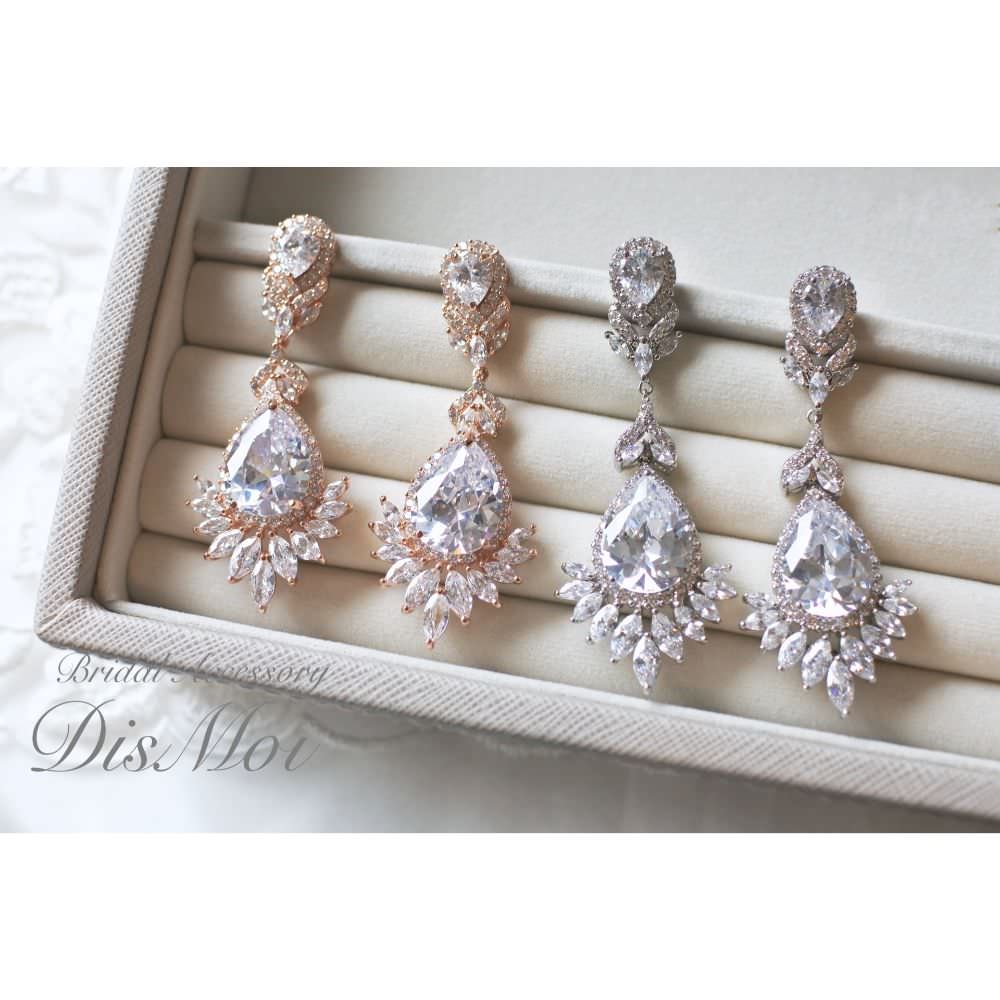 【ピアス・イヤリング】ジルコニアピアス/イヤリング ~ブライダルピアス/ブライダルイヤリング~ ≪ZP-12/ZE-12≫ 【結婚式 ピアス イヤリング】