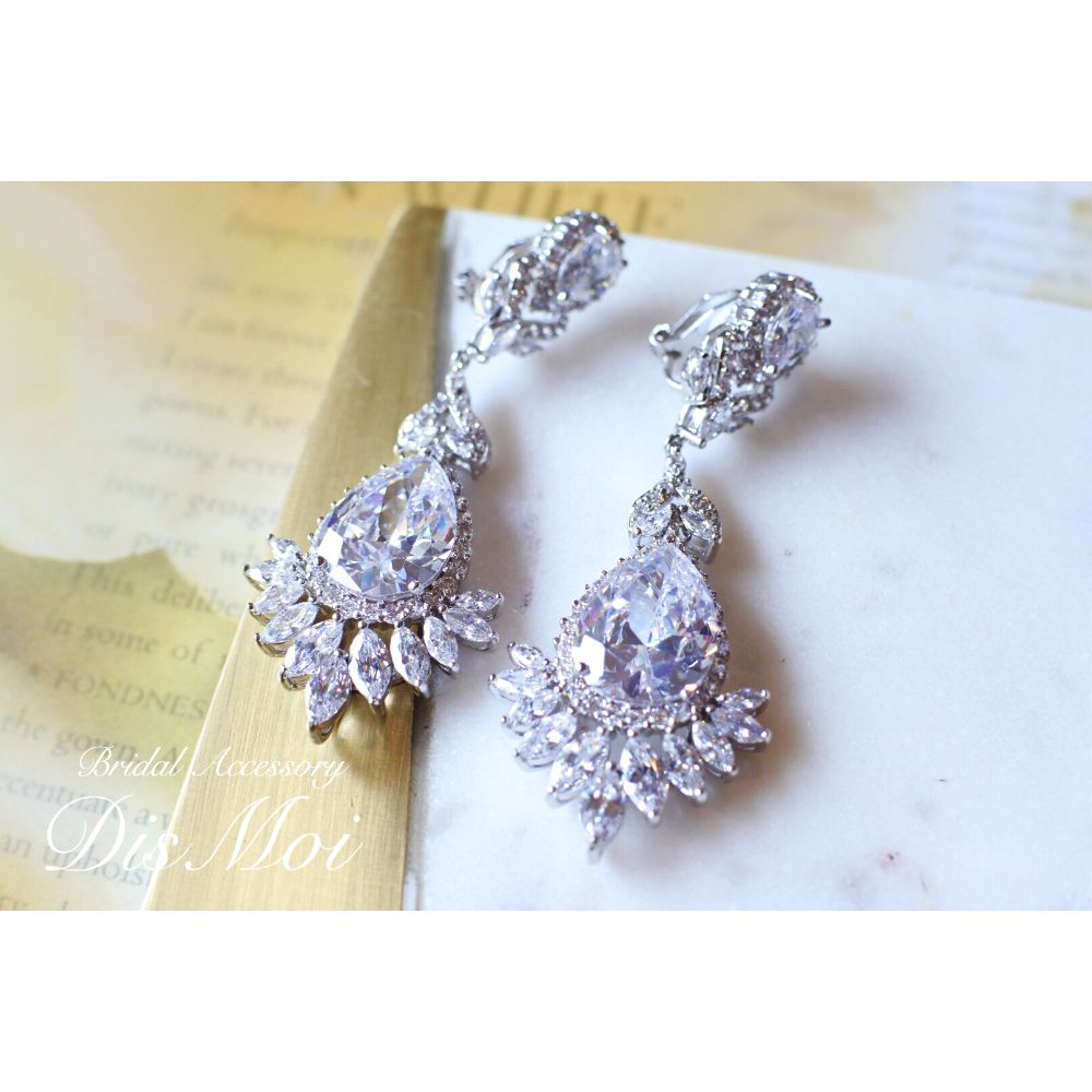 【ピアス・イヤリング】ジルコニアピアス/イヤリング ~ブライダルピアス/ブライダルイヤリング~ ≪ZP-12/ZE-12≫ 【結婚式　ピアス　イヤリング】