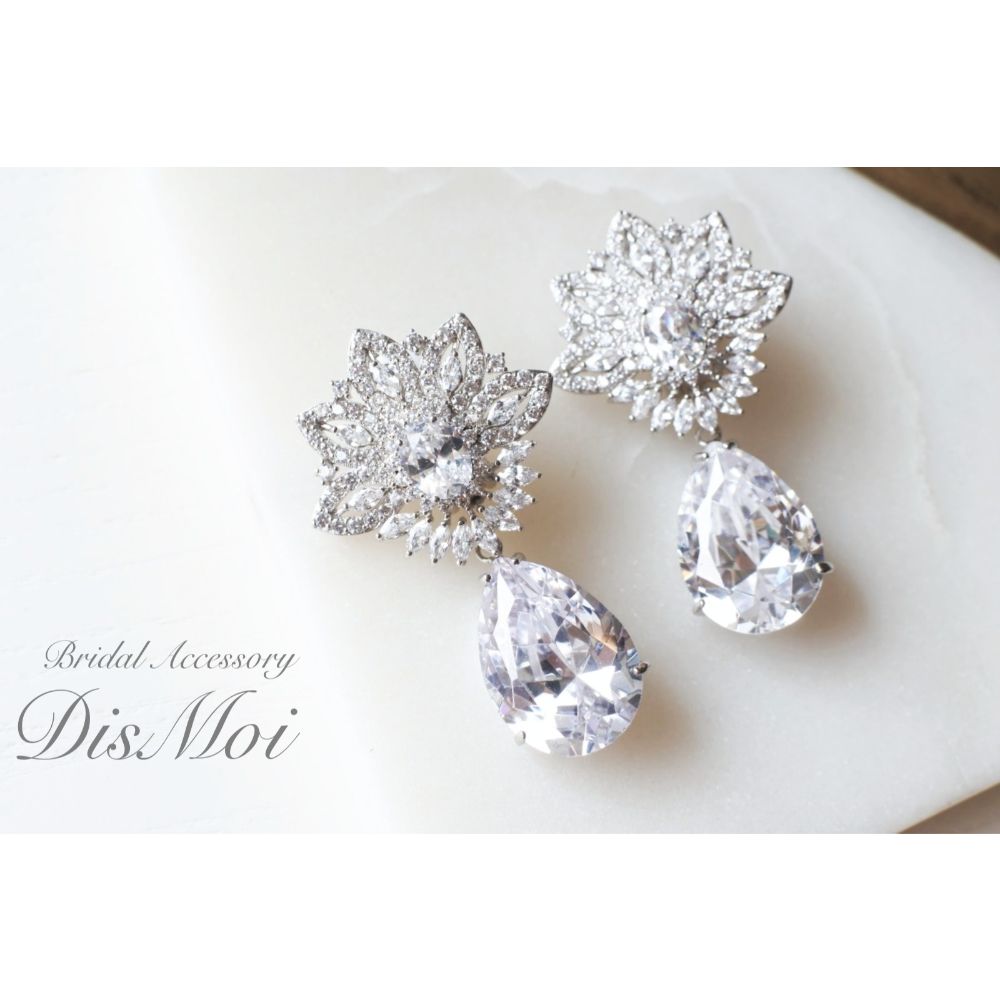 【ピアス・イヤリング】ジルコニアピアス/イヤリング ~ブライダルピアス/ブライダルイヤリング~ ≪ZP-33/ZE-33≫ 【結婚式　ピアス　イヤリング】