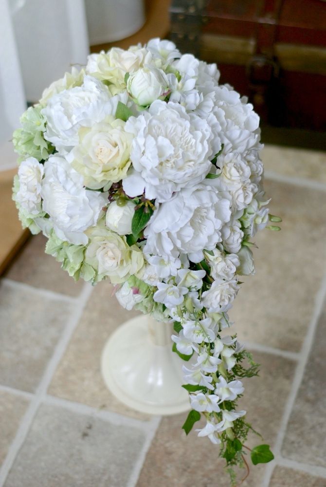 【造花】 オーダーメイド [キャスケードブーケセット] 【結婚式 フラワー 造花 ブーケ ブートニア オーダーメイド】