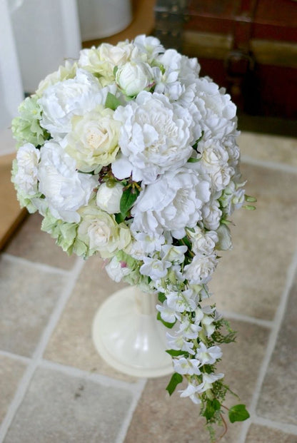 【造花】 オーダーメイド [キャスケードブーケセット] 【結婚式 フラワー 造花 ブーケ ブートニア オーダーメイド】