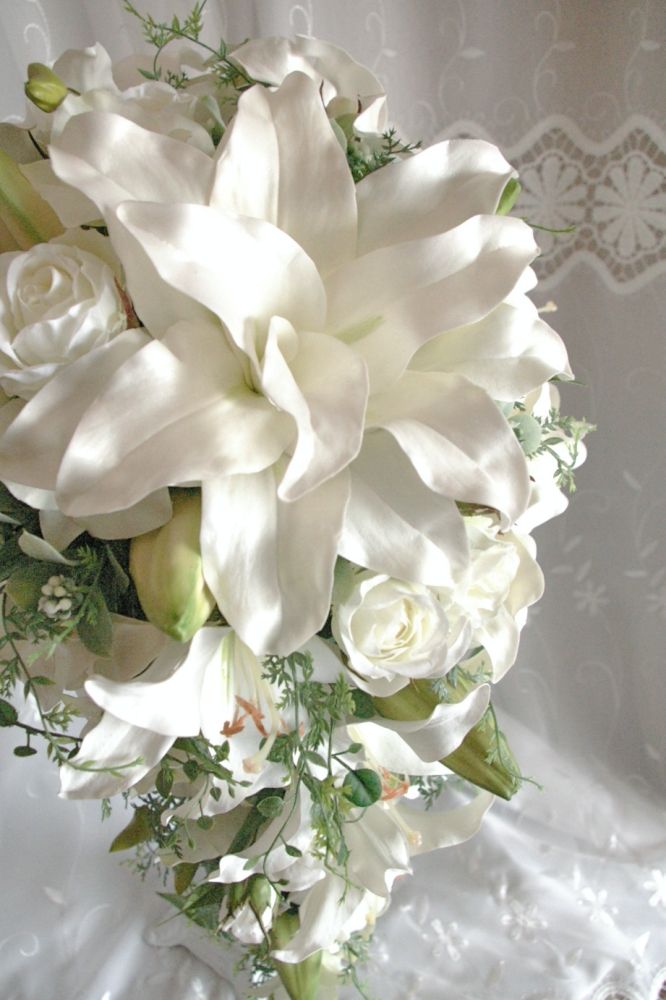 【造花】 オーダーメイド [キャスケードブーケセット] 【結婚式 フラワー 造花 ブーケ ブートニア オーダーメイド】