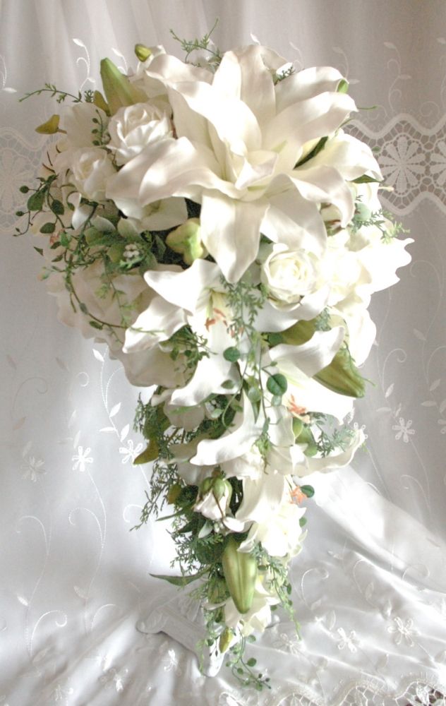 【造花】 オーダーメイド [キャスケードブーケセット] 【結婚式 フラワー 造花 ブーケ ブートニア オーダーメイド】