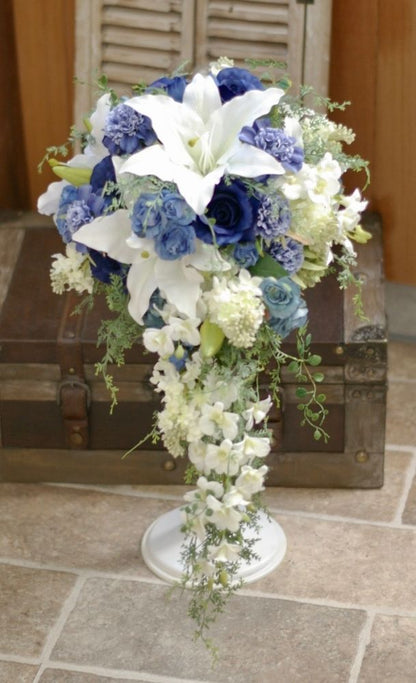 【造花】 オーダーメイド [キャスケードブーケセット] 【結婚式 フラワー 造花 ブーケ ブートニア オーダーメイド】