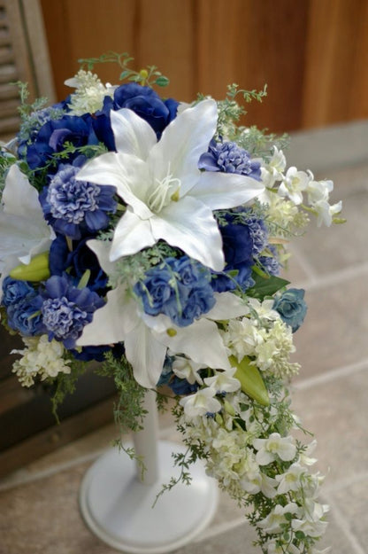 【造花】 オーダーメイド [キャスケードブーケセット] 【結婚式 フラワー 造花 ブーケ ブートニア オーダーメイド】