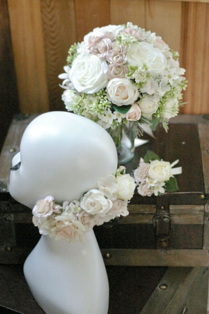 【造花】 オーダーメイド [クラッチブーケセット] 【結婚式 フラワー 造花 ブーケ ブートニア オーダーメイド】