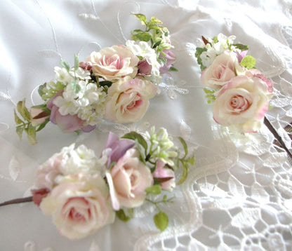 【造花】 オーダーメイド [ラウンドブーケセット] 【結婚式 フラワー 造花 ブーケ ブートニア オーダーメイド】