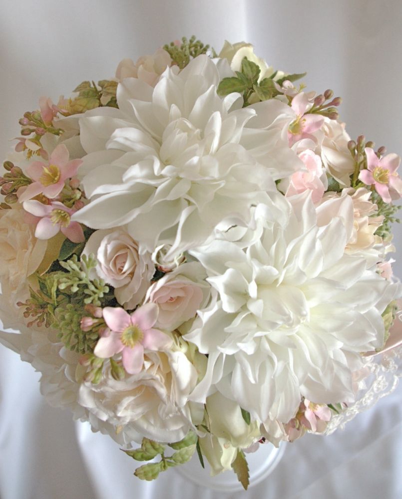 【造花】 オーダーメイド [ラウンドブーケセット] 【結婚式 フラワー 造花 ブーケ ブートニア オーダーメイド】