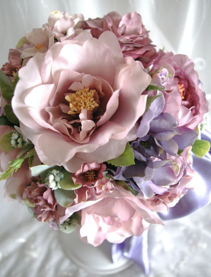 【造花】 オーダーメイド [ラウンドブーケセット] 【結婚式 フラワー 造花 ブーケ ブートニア オーダーメイド】