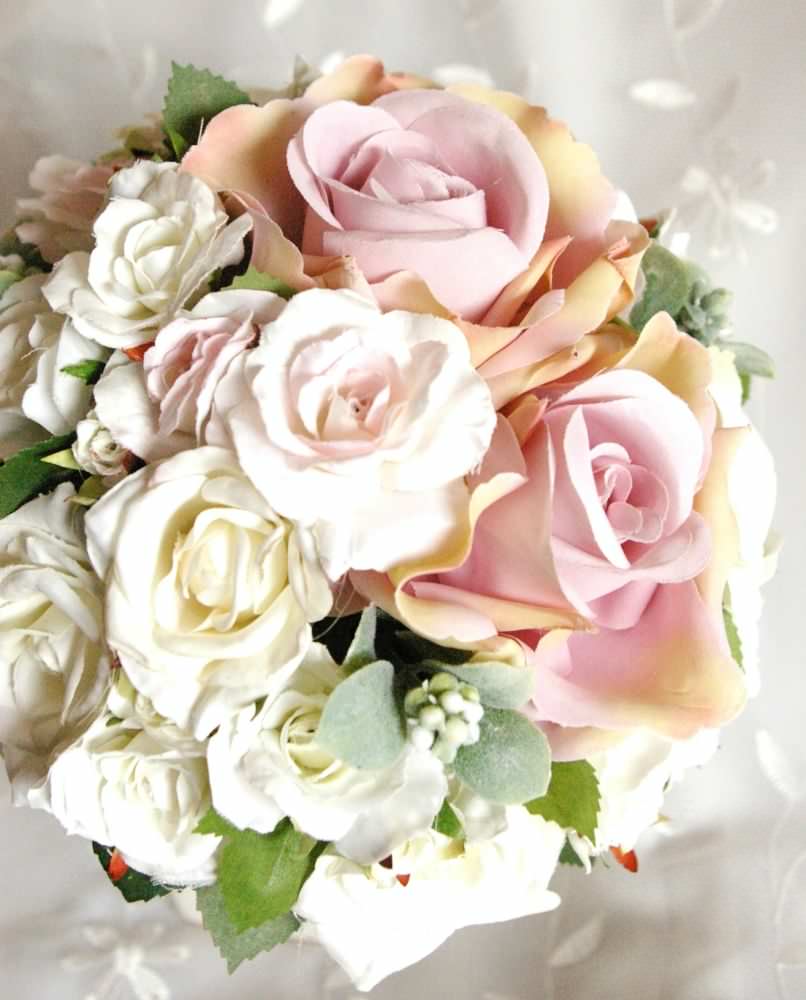 【造花】 オーダーメイド [ラウンドブーケセット] 【結婚式 フラワー 造花 ブーケ ブートニア オーダーメイド】